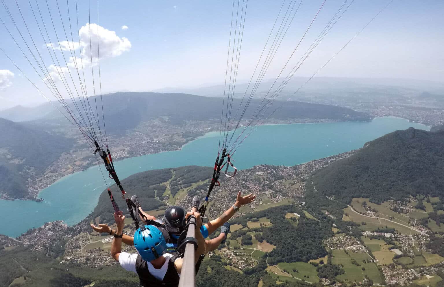 vol parapente découverte Les Grands Espaces vue lac d'Annecy